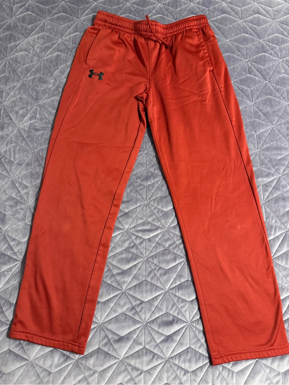Under Armour Boys Red Active Joggers with Black Logo